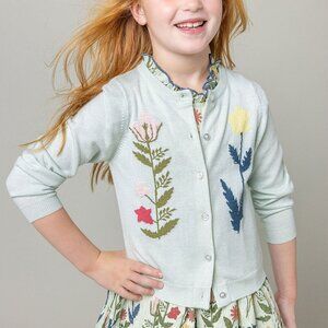 Pink Chicken Girls Paper Floral Sweater Cardigan - Light Aqua. Size 2T.